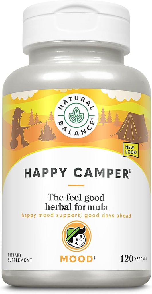 Gamtos Balance Happy Camper - Feel- Good Mood Support Addition - Gotu Kola, Passion Flower, Kava Kava Capsules - 60 dienų garantija (120 Count)