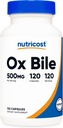 Nutricost Ox Bile Capsules 500 mg per portie (120 capsules) - Glutenvrij & niet-GMO