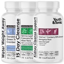 Total Body Cleanse Detox for Women & Men to Flush Out Residual Waste & Excess Water Weight | Colon Kidney Urinary Tract & Fluid Loss Support | Diuretic Pills for Belly Bloat & Swelling to Feel Lighter