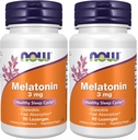 NOW Supplements, Melatonin 3 mg, Free Radical Scavenger*, Healthy Sleep Cycle*, 90 Chewable Lozenges (Pack of 2)