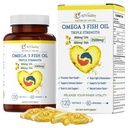 Omega 3 Triple Strength EPA DHA Supplement - 2500mg Lemon Flavored Burpless Fish Oil - High Potency 900mg EPA 600mg DHA Supports Circulation, Brain, Heart, Eye, Skin, Bone & Joints - 120 Softgels