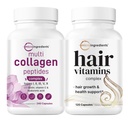 Micro Ingredients Multi Collagen Complex for Women & Hair Vitamins Complex Capsules Bundle 2 Pack | Grass-Fed Collagen Peptides | 14-in-1 Advanced Hair Growth Support