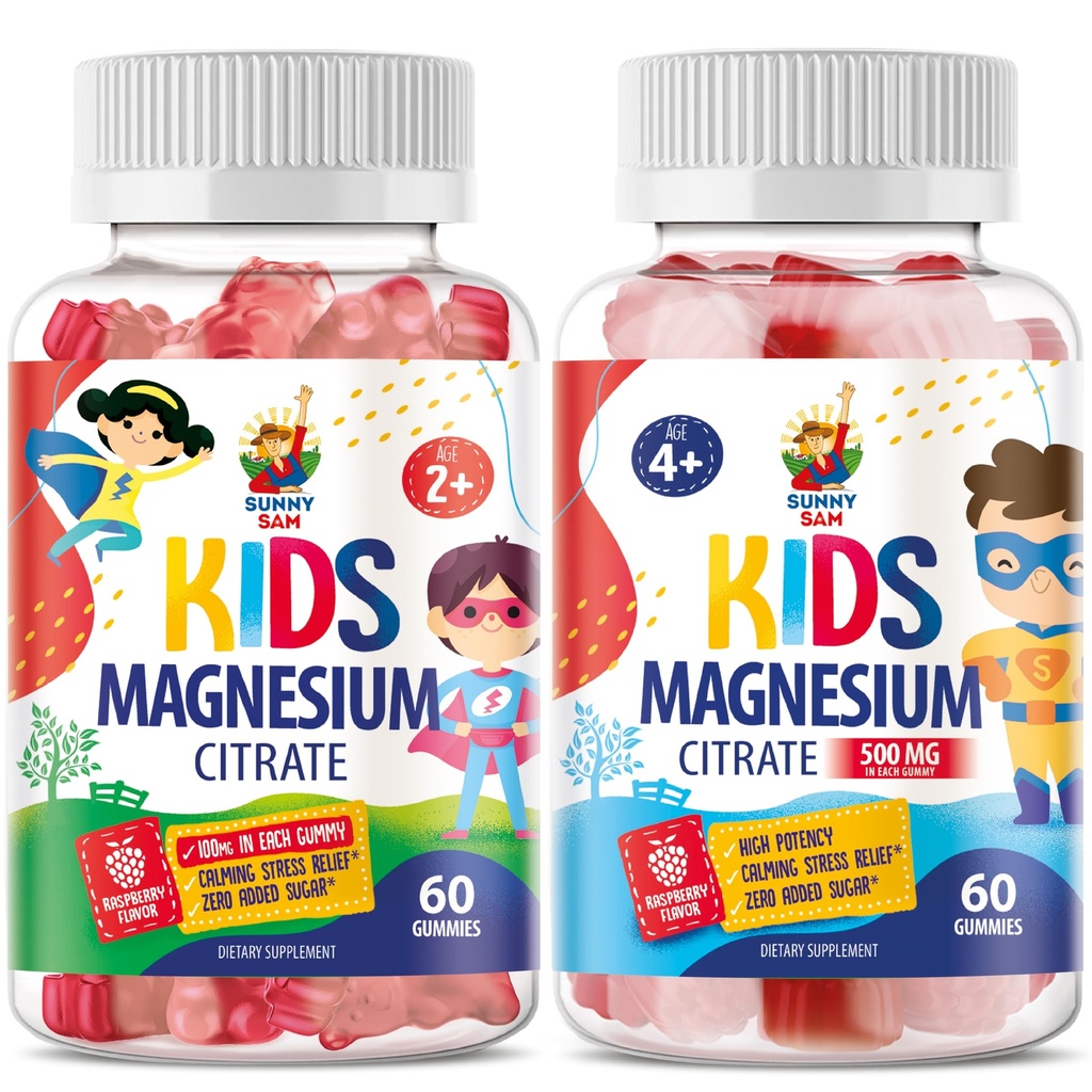Magnesium Gummies for Kids & Adults - Calm Magnesium Chews - Magnesium Citrate Chewable Supplement for Mood & Muscle Support