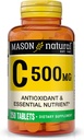 MASON NATURAL Vitamina C 500 mg - Susţine sistemul imunitar sănătos, antioxidant şi nutrient esenţial, 250 comprimate