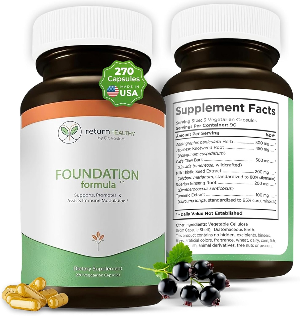Foundation Formula - Tick Immune Support supplement | with Japanese Knotweed Root, Cat's Claw, Milk Thistle - Resveratrol supplement - Non-GMO, All-Natural ' Vegetarian, 270 Capsules