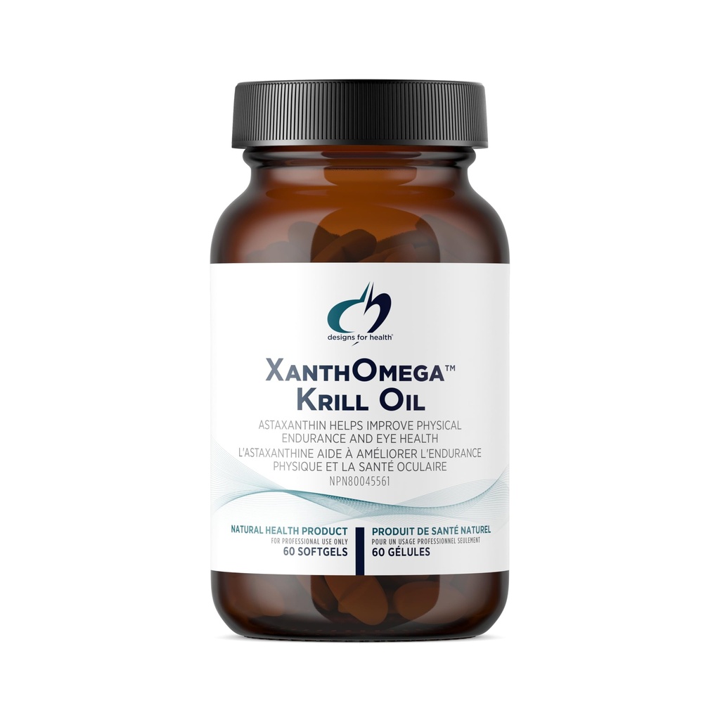 Designs for Health XanthOmega - Krill Oil with 12mg Astaxanthin - Antioxidant, Phospholipids + EPA/DHA Omega 3 - Cardiovascular, Skin + Eye Health Supplement (60 Softgels)