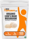 BulkSupplements.com Organic Lion's Mane Mushroom Extract Powder - Lions Mane Supplement Powder, Superfood for Well-Being - Vegan, 1g per Serving, 1kg (Pack of 5) (11 lbs)