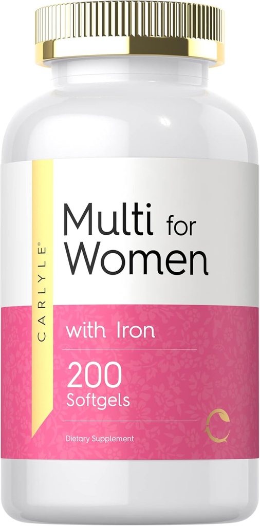 Carlyle Multivitamin per a Dones amb Iron Manveen 200 Softls Kastaless, Miness i Omegas support Nutrial for nutal utxuthyphip