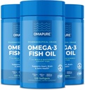 OMAPURE Fish Oil Supplements with Omega 3 Fatty Acids (3 Şişe, 120 Softgels) - Yüksek EPA, DHA, & IFOS Fish Oil Pills Destek Kalp ve Ortak Sağlık - Burpless Balık Yağı Beyin Fonksiyonlarını Teşvik Ediyor