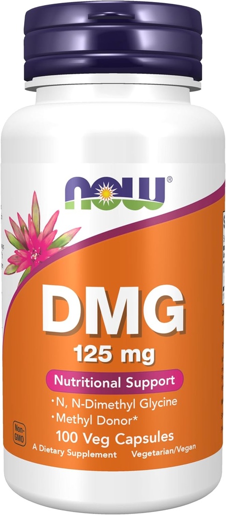 Nu livsmedelstillskott, DMG (N-Dimethyl Glycine) 125 mg, näringsstöd, 100 Veg kapslar