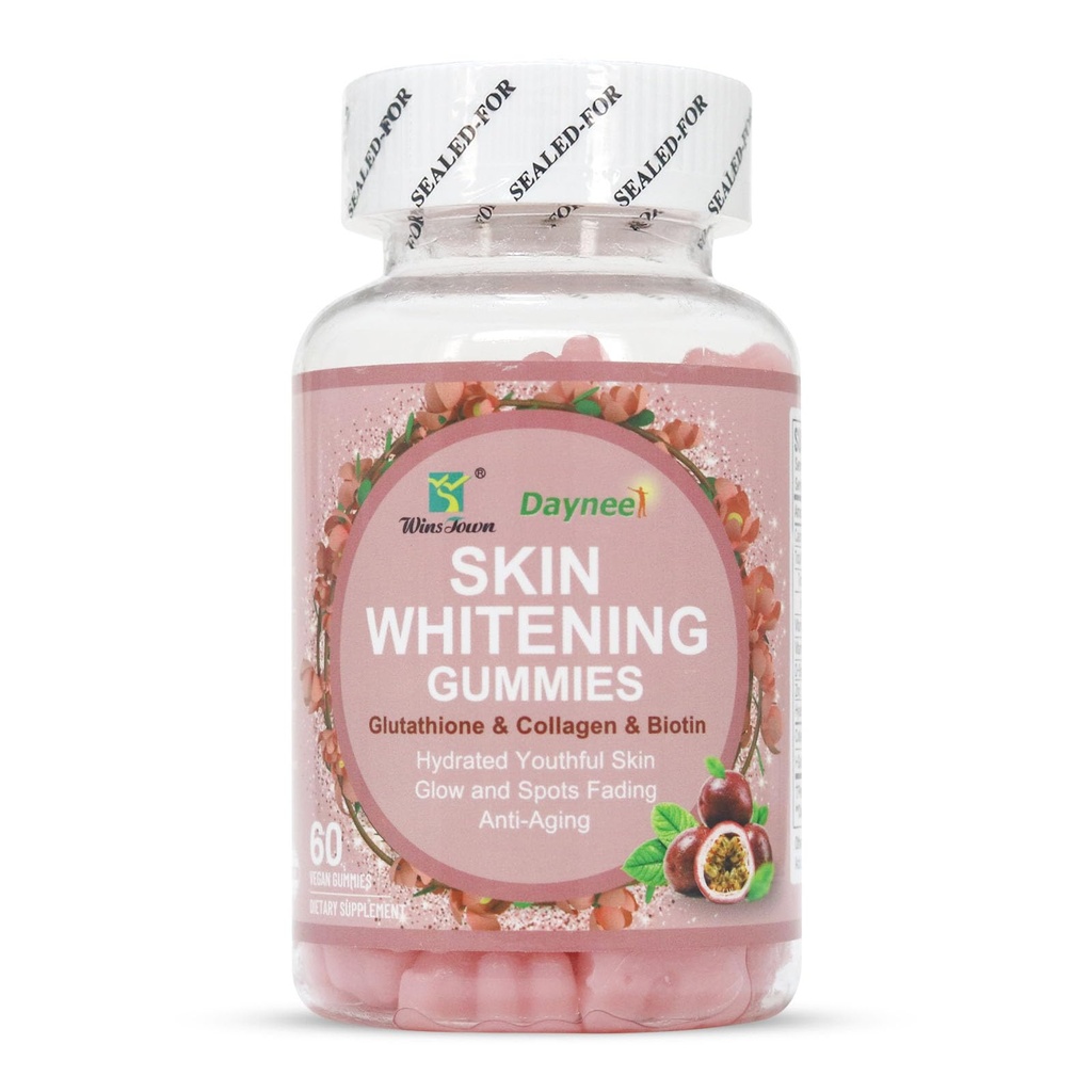 Skin Whitening Gummies, with Glutathione, Collagen and Bioth, Hydrated Youthful Skin, Glow and Spots Fading, Anti-Aging, 60 Count
