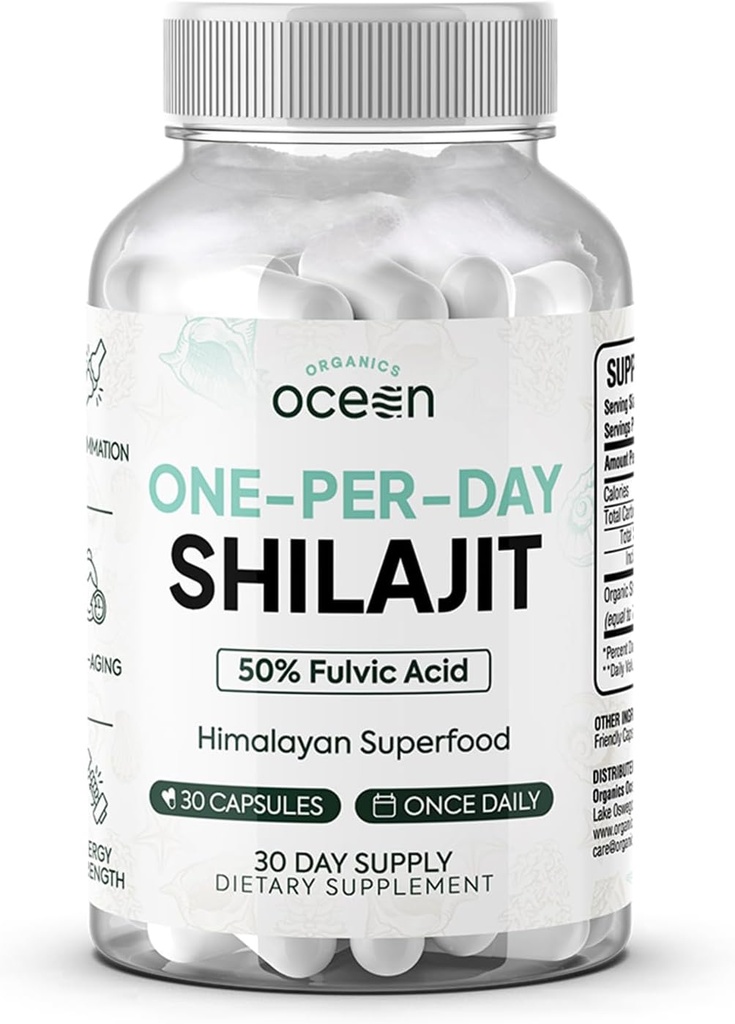 Organics Ocean One-Per-Day Shilajit za moške in ženske - naravni Shilajit dodatek za starost Defying, kosti moč, Hormone podpora in več - 30 Shilajit kapsule