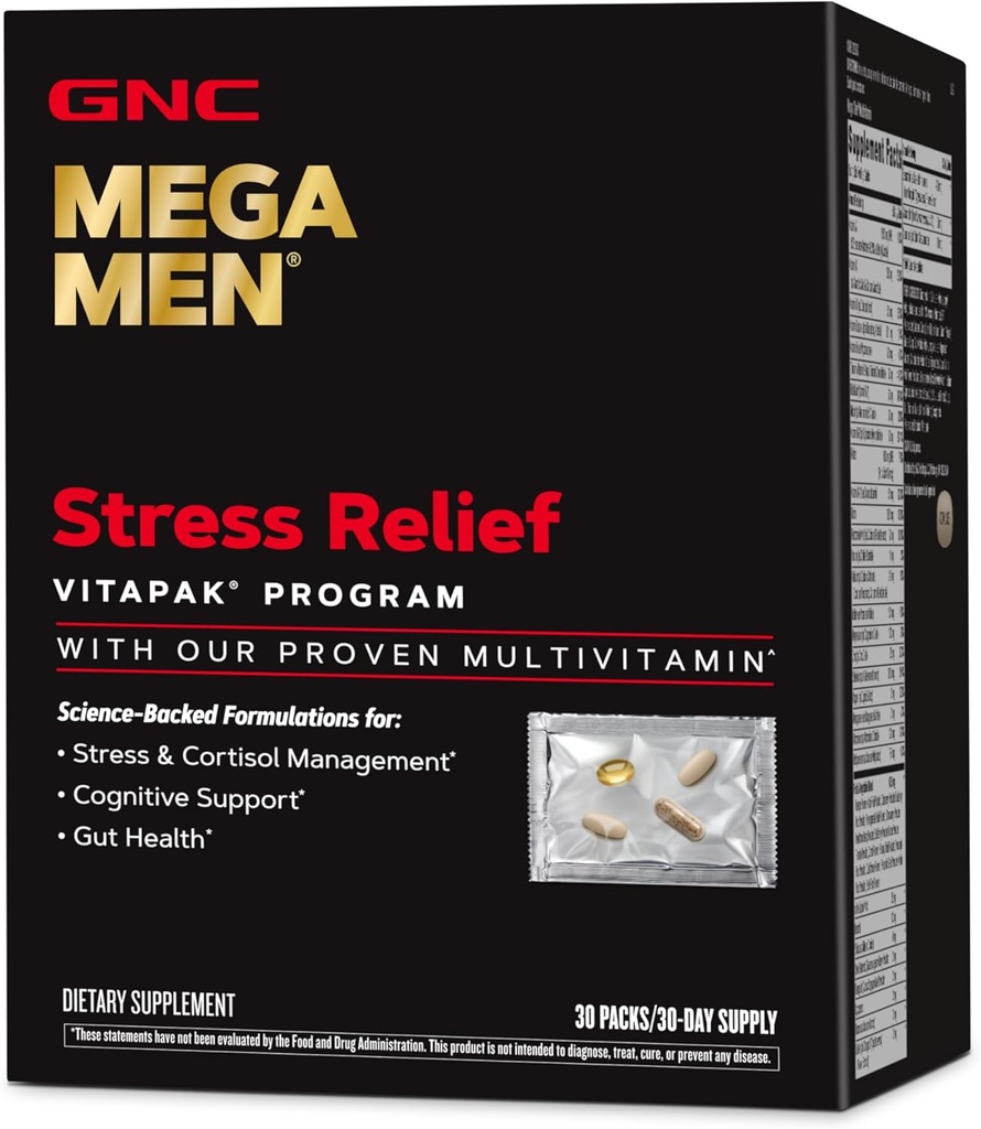 GNC Mega Vyrai Stress Relief Vitapak, Stress & Cortisol Management, 30 Skaičiavimas