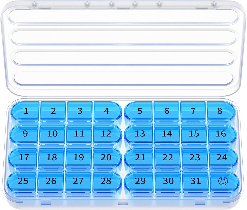 Zoksi Monthly Pill Organizer 1 Times a Day, 30 Day Pill Box Organizer, One Month Pill Case for Travel, 31 Daily Daily Medcine Container for Vitamin, Suplement & Medykacja