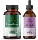 HERBAMA brokolica Sprout a mlieko Thitle Kit - Bundle 1000 mg Brokolica Sprout Kapsule a mlieko Thistle Extract 4 fl oz - Vegan, Non-GMO, Cukor a alkohol - 2 balenia