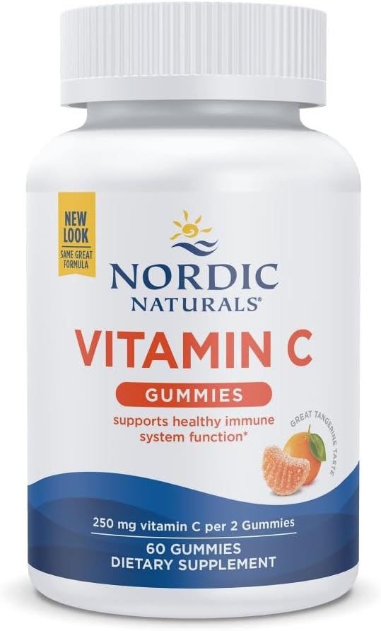 Nordic Naturals C-vitamiini kummid, Tart Tangerine - 60 Gummies - 250 mg C-vitamiini - Immuunsüsteemi tugi, antioksüdantide kaitse, laste kasv ja areng - mitte-GMO, vegan - 30 Servings