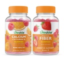 Lifeable Calcium with Vitamin D + Prebiotic Fiber 5g, Gummies Bundle - Great Tasting, Vitamin Supplement, Gluten Free, GMO Free, Chewable