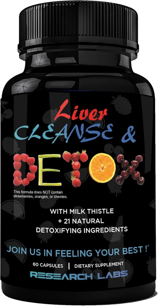 Výzkum Labs Doktor Doporučil Premium Játra Detox Cleanse & Support w / Mléko Thistle, Beet, Pampeliška. 23 mocných bylin...