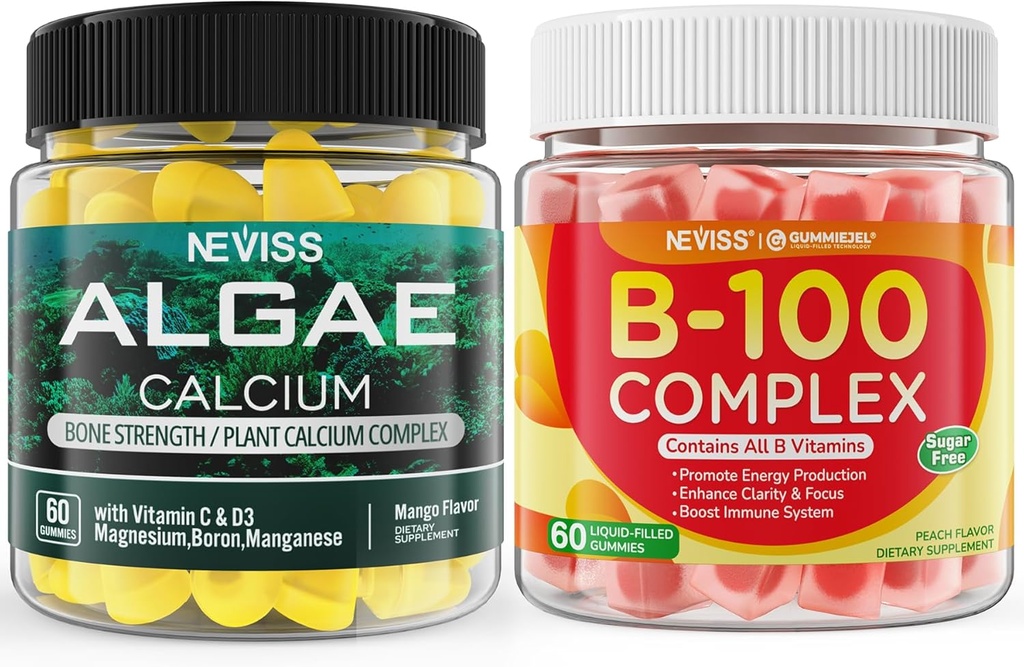 NEVISS Řasy kalcium + Vitamin B100 Komplexní gumy