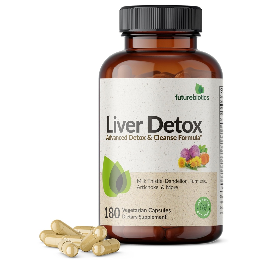 Futurebiotics Liver Detox Advanced Detox & Cleanse Formula Supports Healthy Liver Function with Milk Thistle, Dandelion Extract, Turmeric, Artichoke Leaf, & More, Non-GMO, 180 Vegetarian Capsules