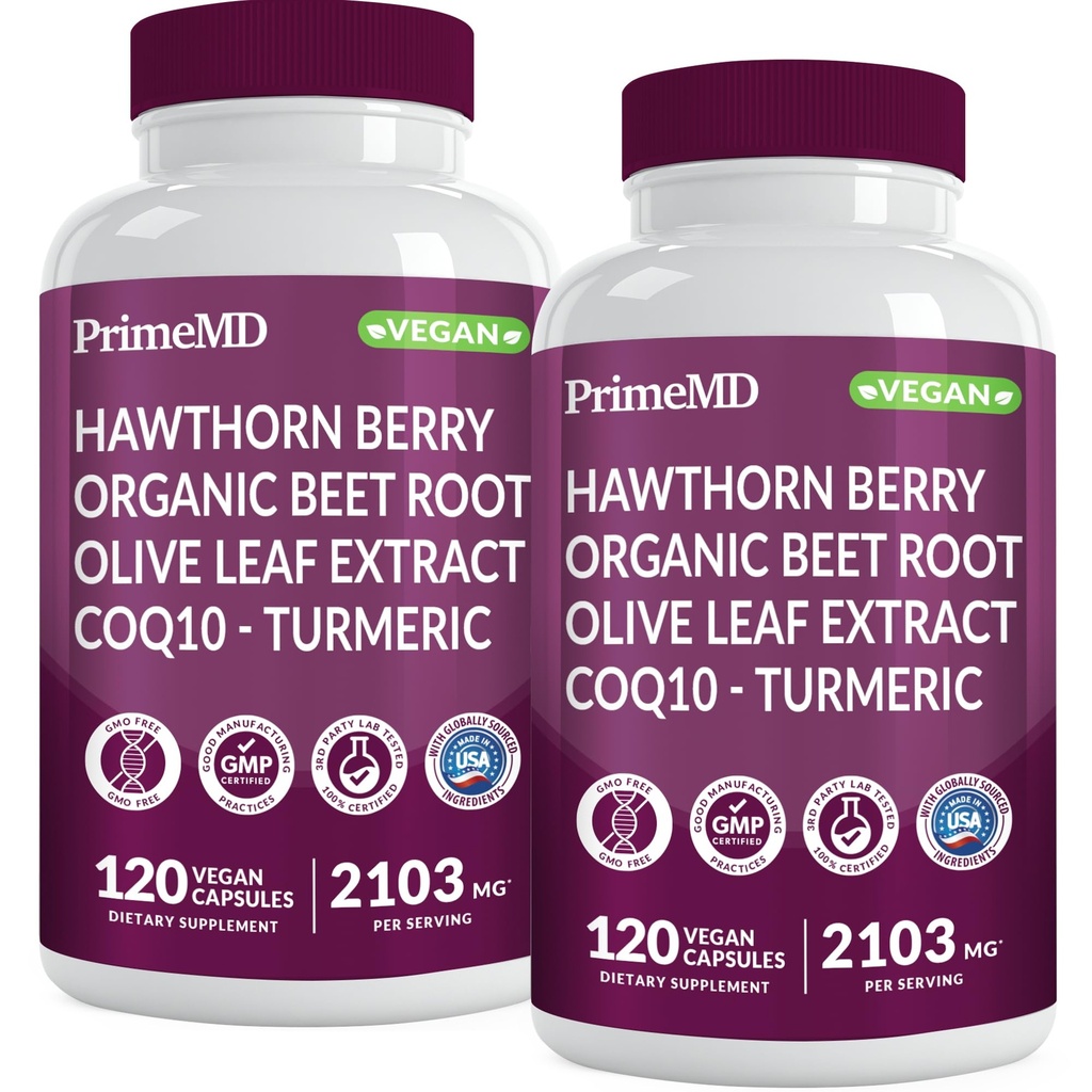 26-in-1 Nitric Oxide Supplements for Men & Women 2103mg - Beet Root Capsules with CoQ10, Blood Pressure Supplements with Hawthorn Berry, Turmeric & Garlic - Heart Health Supplements (240 Count)