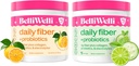 Daily Fiber Supplement Bundle with Added Collagen, Probiotics & Electrolytes - Cucumber Lime Mint & Orange Yuzu Mandarin Flavors - Supports Digestive Health, Debloating & Hydration - 32 Servings Total