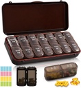 Haftalık Pill Organizer 2 Times a Day + 2 Detachable Pill Organizers Kit - AM PM Travel Pill Vitamin Medicine Supplement Fish Oil, Brown Daily Pill Case 2 Times a Day + 2 Detachable Pill Organizers Kit - AM PM Travel Pill Organizer for Vitamin Medicine Supplement Fish Oil, Brown Daily Pill Case 2 Times a Day a Day