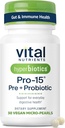 Hyperbiotiká Vital Nutrients Pro-15 Prebiotiká a probiotiká pre ženy a mužov 15 Veda Podporované kmene 