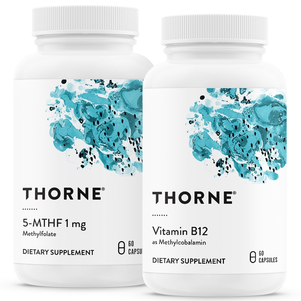 THORNE - 5-MTHF & Vitamin B12 Bundle - Cardiovascular & Nerve Support - 60 Servings