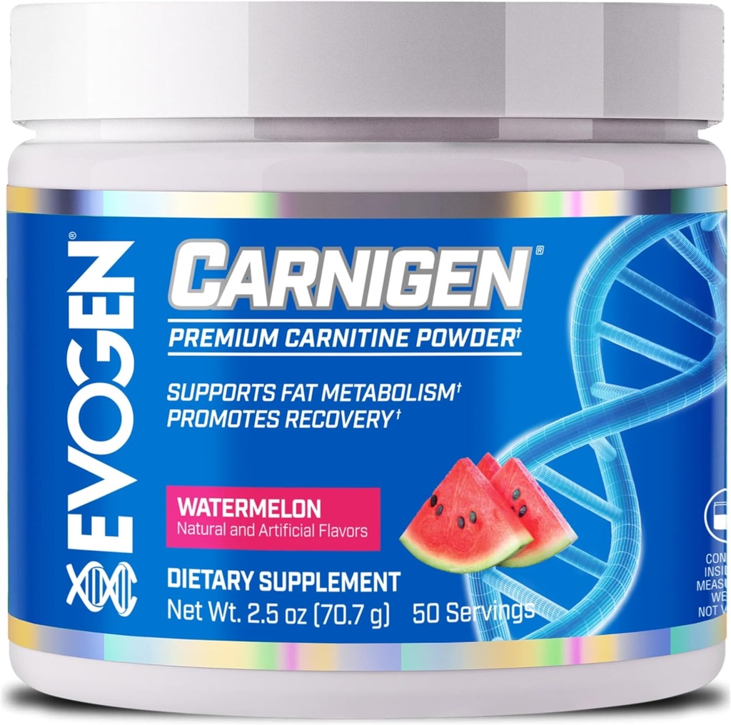 Evogen Carnigen - Premium Carnitine Powder | Supports Fat Metabolism & Promotes Recovery | Stimulant-Free L Carnitine Supplement Matrix with Acetyl L-Carnitine | Watermelon | 50 Servings