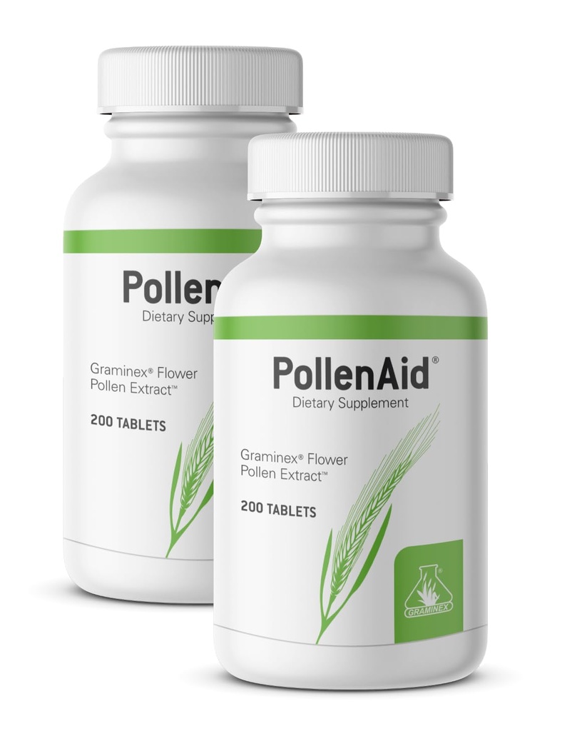 Graminex PollenAid Prostate Supplement: All Natural Prostate Support for Bladder Control & Urinary Tract Health, Rye Pollen Extract Made in USA, 200 Tablets (Pack of 2)
