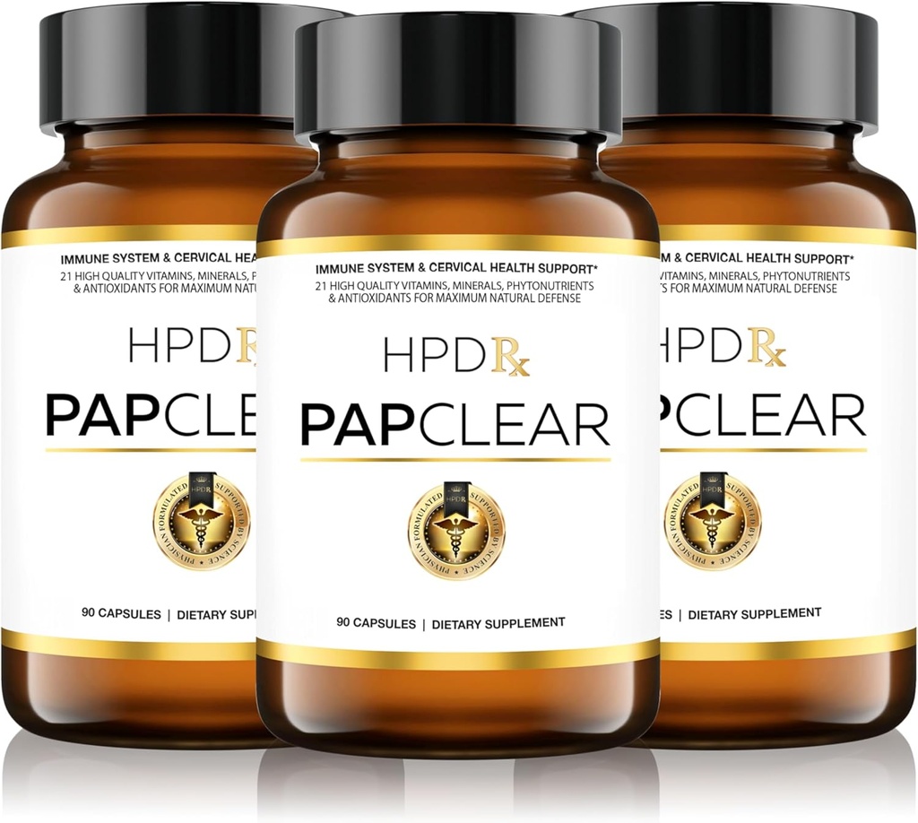 PAPCLEAR Physician Formulated | All Natural Immune Support Supplement | Advanced Powerful Immunity Booster | 21 Vitamins & Nutrients with Organic Shiitake Mushroom & Lycopene | 90 Capsules | Pack of 3