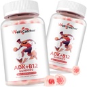 Vitamin ADK + B12 Gummies Kosttilskudd: vitamin D3 K2 (MK-7) med B12 for menn Kvinner Chewable Vegan Multivitamin støtte Bone Brain Immune Hud Sugar Gratis bringebær Flavored 2 pakker
