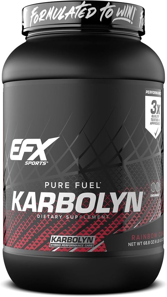 EFX Sports Karbolyn Fuel | 빠른 흡수 탄수화물 분말 | 캐비넷 로드, 지속 에너지, 빠른 회복 | 자극제 무료 | 35 인분 (라인보 캔디)