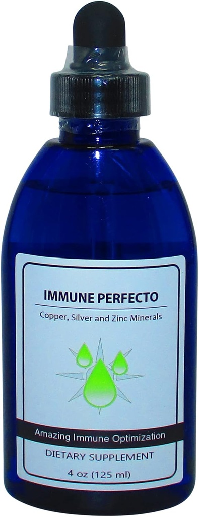 Immune Perfecto - Colloidal Silver 3000 PPM, Copper, və sink 2000 PPM / Atomik Kağız Mineral Immune Yardım - 4 oz.