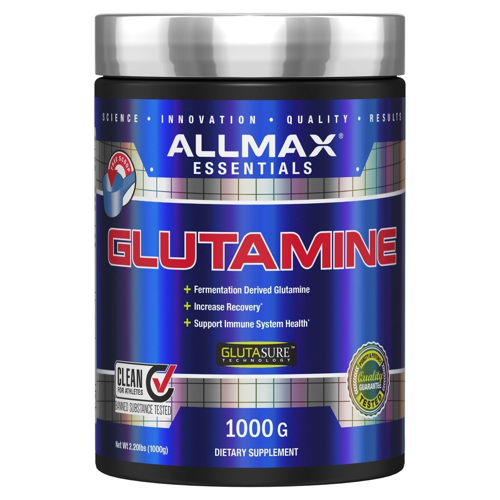 ALLMAX L Glutamine Powder 1000g, Fermented L-Glutamine Powder Pure, Unflavored Glutamine Supplement for Gut Health, Recovery & Immune Support, Vegan, Gluten Free