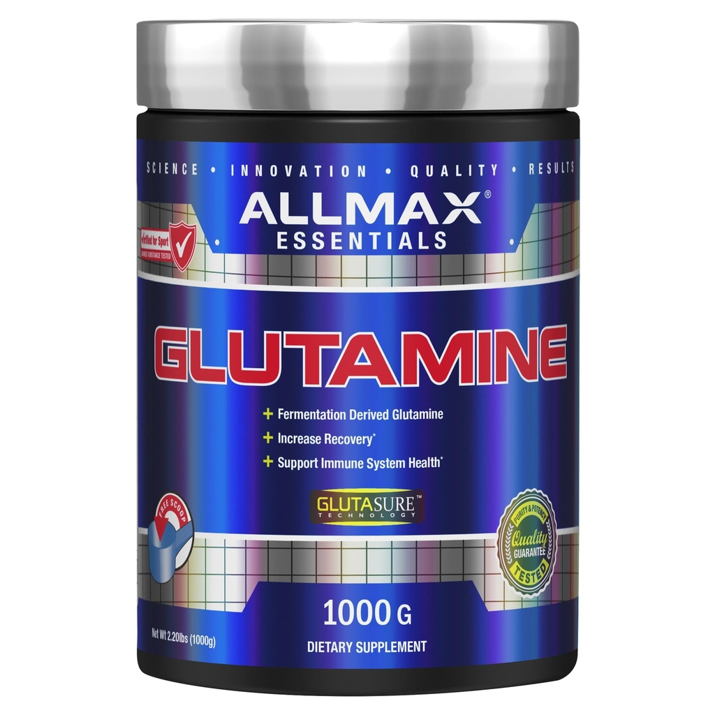 ALLMAX L Glutamine Powder 1000g, Fermented L-Glutamine Powder Pure, Unflavored Glutamine Supplement for Gut Health, Recovery & Immune Support, Vegan, Gluten Free
