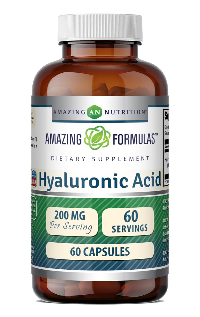 Amazing Formulas Hyaluronic Acid 200 Mg Per Serving Capsules Supplement | Non-GMO | Gluten Free | Made in USA (60 Count)