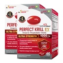 LABO Nutrition Perfect Krill EX, 1000mg Antarctic Krill Oil Omega 3 EPA DHA, Highest Phospholipids (Over 56%) with Choline, Astaxanthin | Heart Brain Eye Joint Health, Made in USA, 60 softgelsX2