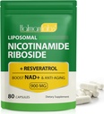 Resveratrol lipossomal, Nicotinamida Liposomal Ribosido, Nicotinamida Ribosido 900, Suplemento Resveratrol, Suplemento Resveratrol para Mulheres Homens(1Pack/80 Cápsulas)
