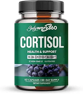 Cortisol Health & Support for Hormone Balance, Sound Sleep, Focus, Mood & Stress support - Contains Ashwagandha, L-theanine, Rhodiola Rosea Root Extract - Gluten free, Vegan, Non-GMO - 60 capsules.