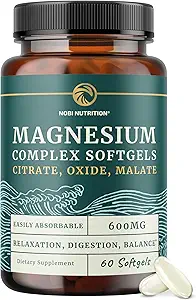 Triple Magnesium Softgels | Citrate, Malate, & Oxide | Highly Absorbable Magnesium Supplement for Digestion, Calm, Leg Cramps, & Sleep Support | 300mg Complex | Easy to Swallow Soft Gels | 60 Count