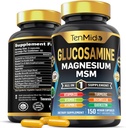 Suplemen Glucosamin MSM untuk Pria dan Wanita - 11in1 Formula - Combine dengan Magnesium, Turmeric, Boswellia, Quercetin, Burdock Root, dan Lebih 124; Gabungan & Mobility Dukungan 150 Capsules