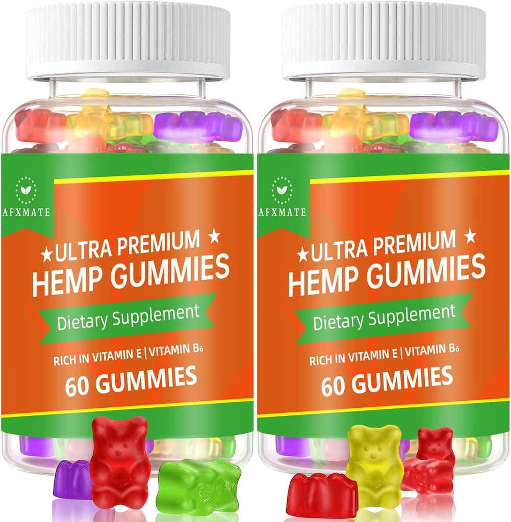(2 Pack) gomas de cânhamo, frutas comestíveis Gummy avançado 100% natural de alta potência gomas de extrato de semente de cânhamo - 120 chicletes