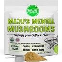 Extrait de Poudre de Champignon Mental de MAJU, Manille de Lions Forts, Chaga, Reishi, Cordyceps, Corps de Fruits pour Café, Booster Système Immune, Supplément Cerveau Nootropique, Mémoire, Champignons organiques