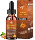 (2 Pack) Organic Turmeric Curcumin Supplement mit schwarzem Pfeffer und Ginger - Flüssige Kurkuma Extrakt Tropfen (mit Zimt, Rosmarin) - Mobilität und Flexibilität Unterstützung und Verdauungsgesundheit - 1 Fl Oz