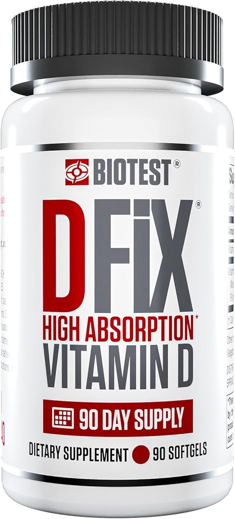 Fixe Biotest D - 5000 UI de vitamine D3 à haute absorption 90 portions - 90 softgels
