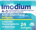 Imodium A-D Fast-Acting Anti-Diarreheal Softgels, Loperamida HCl 2 mg, Travel Essential Diarrhea Relief Medicine for Adults, 24 Count, Anti Diarhea Pills, Ages 12+, Easy to Swallow