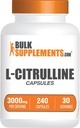 BulkSuplementos.com Cápsulas L-citrulina - Suplemento Citrulina, L-citrulina 3000mg Cápsulas - Pills Citrulina, Glúten Grátis - 8 Cápsulas por Serviço, 240 Cápsulas (Pacote de 1)