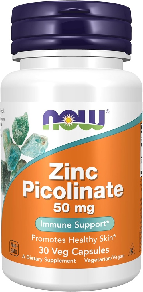 MAINTENANT Aliments suppléments, Picolinate de zinc 50 mg, soutient les fonctions enzymatiques*, support immunitaire*, 30 gélules